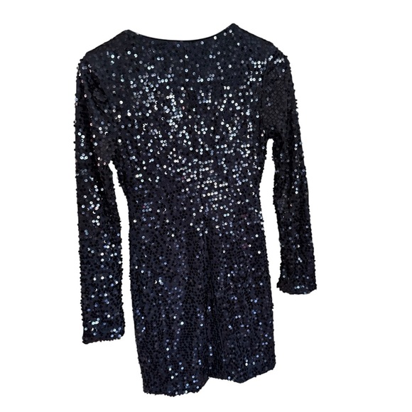 Y2K Deb Womens Black Dress Sequin deep V-neck Retro Whimsigoth Morquette Size S - Picture 5 of 11